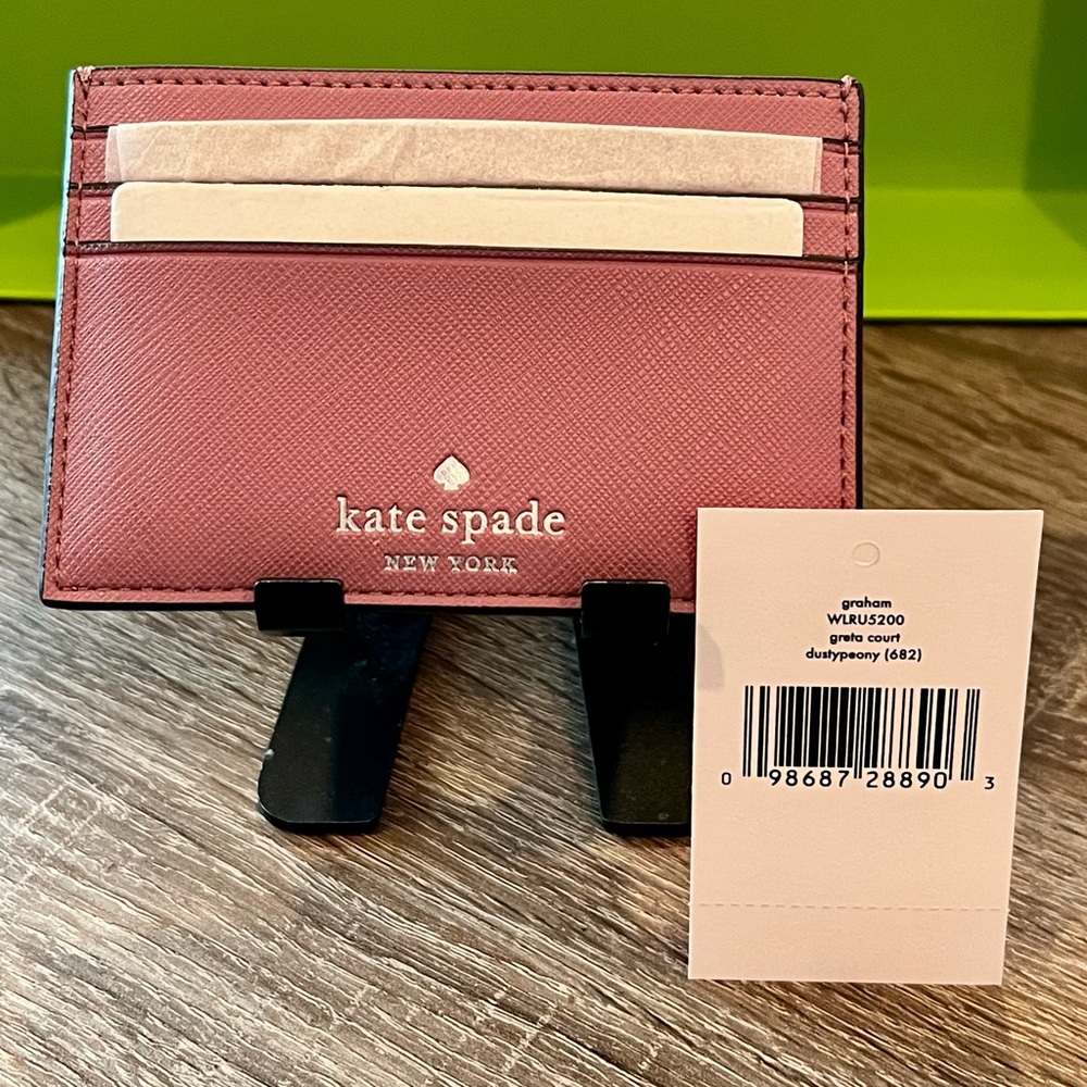 Brand New Kate Spade glitter Graham Cardholder (Dusty Peony)